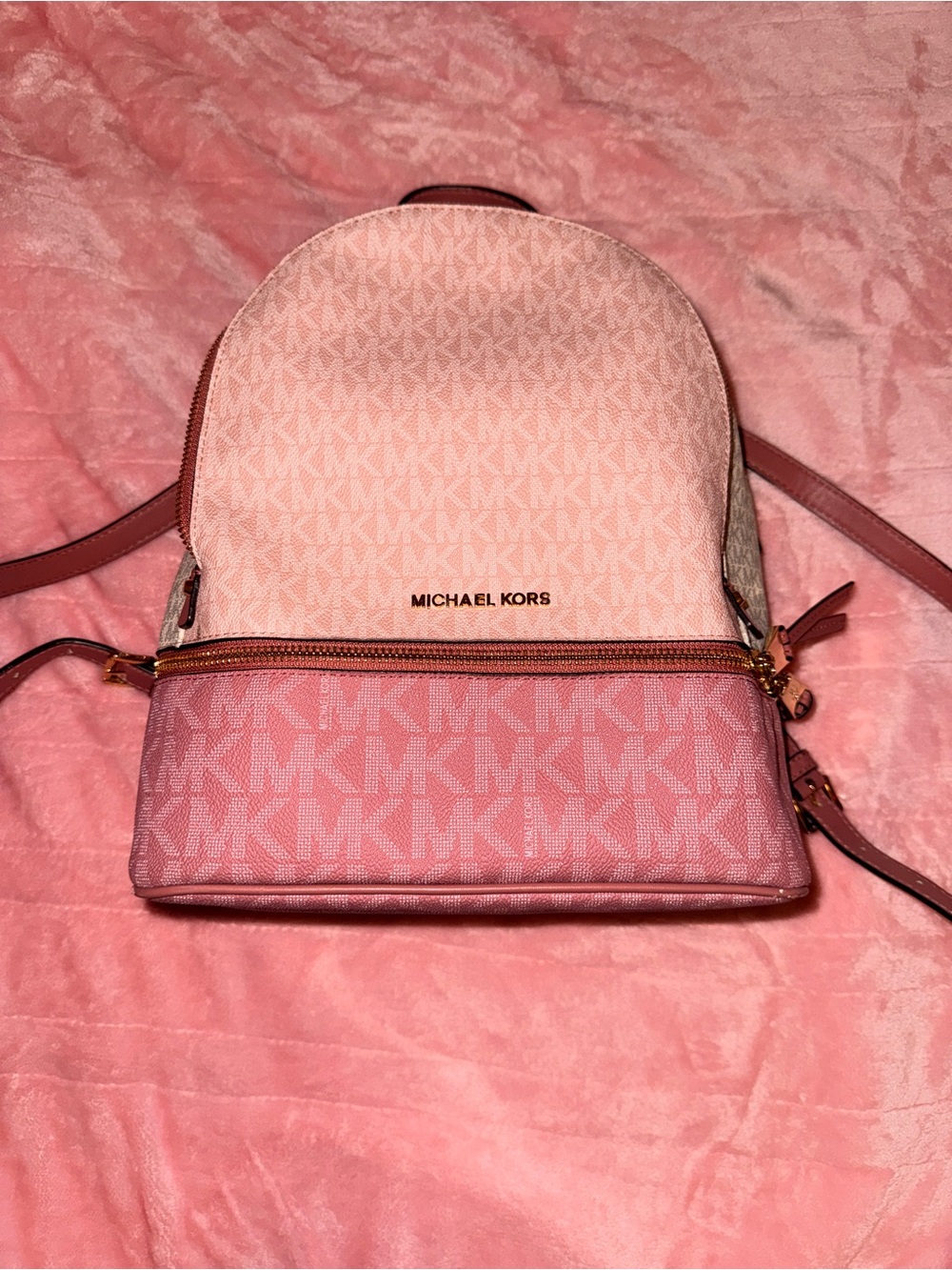 Michael Kors Two-Tone Pink MK Logo Mini Backpack